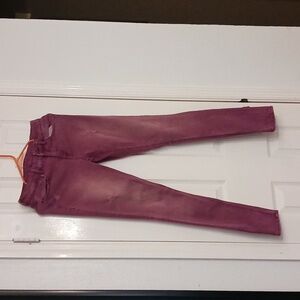 Divided By H&M Magenta Skinny Jeans With Tiny Ripped Details Style